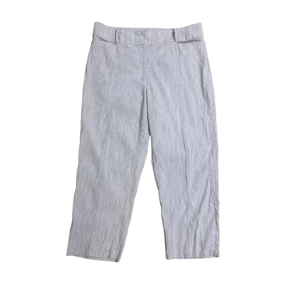 M.M. Lafleur Pants Linen Cropped Straight Beige Cream Casual Summer Size 14 - Picture 1 of 4